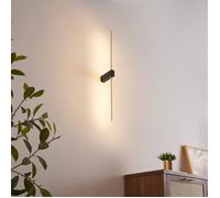 Applique LED minimaliste socle noir et tige laiton 80 cm - Edeline