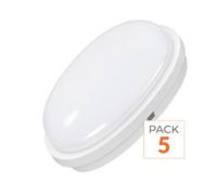 Applique LED Murale 20W Blanche Hublot Ronde IP65 - Pack de 5 - Blanc Froid 6000K - 8000K