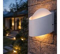 Applique murale Applique extérieure Applique maison Entrée Terrasse, IP44, acier blanc, 2x LED 2,5W 360Lm 3000K, LxHxP 22x16x9,5cm, Eglo 93327