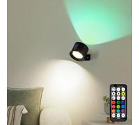 Applique LED murale intérieure à batterie LuminexDesigns, RGB dimmable, sans fil avec télécommande, rotative à 360°, pour escalier, salon, chambre