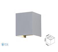 Applique Led Quadrata Da Parete 12W 3000K Carcassa Grigia IP54 Doppio Illuminazi
