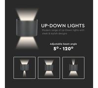 Applique LED ronde V-TAC - Bridgelux - IP65 Waterproof - Noir - 5W - 700 lumens - 3000K