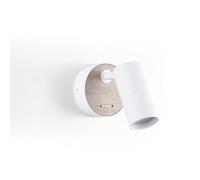 Applique LED VILSA avec spot orientable - Design minimaliste. Finition bois - Interrupteur intégré - Douille GU10, pour têtes de lit, chambres, bureaux.