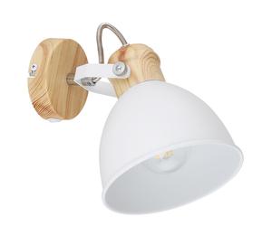 Applique liseuse lampe de salon applique murale lampe de chambre orientable, métal aspect bois blanc, 1x E27, LxH 15 x 18,5 cm
