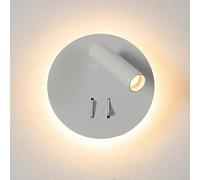 Applique liseuse LED Bilbao blanche orientable 360° | Double éclairage LED, 2 interrupteurs indépendants, liseuse orientable à 360°, diamètre 15 cm