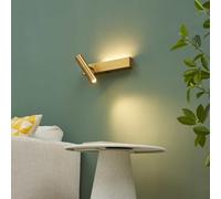 Applique liseuse LED Lodvi laiton gauche 30 cm 3000 K | Version gauche, LED intégrées blanc chaud 3000 K, 2 interrupteurs, liseuse orientable, idéale en tête de lit