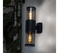 Up and Down lights applique murale d'extérieur en acier inoxydable lampes d'extérieur d'extérieur maison appliques murales en acier inoxydable, fumée noire, 2 flammes douilles E27, H 38 cm