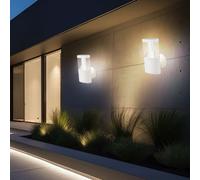 Applique Lumière Extérieure Feu Avant LED Inox Blanc Clair Jardin 2er Set