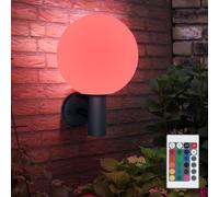 Applique murale d'extérieur lampe de jardin applique de façade en acier inoxydable, télécommande fonction mémoire dimmable, blanc anthracite, LED RGB 8,5W 806Lm blanc chaud, PxHxP 25x37x26,5cm