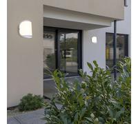 Lampes de terrasse applique murale exterieure exterieure E27 applique murale de jardin IP44, balcon maison mur blanc opale, 1x douille E27, HxLxÜ 20x14x14,7cm