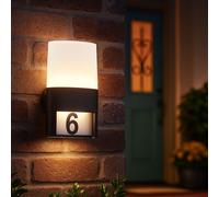 Applique murale extérieure applique numéro de maison lumière extérieure IP54, applique maison terrasse jardin, métal noir, autocollant, 1x LED 10,5W 660Lm 3000K, HxLxP 28x15,5x13,5cm, Wofi 12227