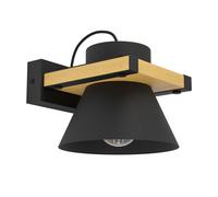Applique MACCLES E27 1X15W en acier et bois noir et marron 180x0x150mm