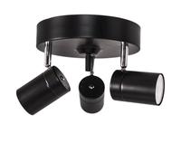 Applique Métallique GU10 B: 20 Cm Noir Petit 3-Flammes Rétro