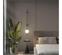 Applique mural , Applique murale nordique tout cuivre, design à long pied, boule de verre, éclairage LED, lampe chevet for chambre ou salon, décoration intérieure(Tricolor light,Black - 1 head)