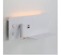 Applique mural pour lecture blanc avec port USB - Éclairage 7W + lampe de lecture 3W 2700K (Droit)