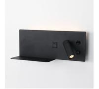 Applique mural pour lecture noir avec port USB - Éclairage 7W + lampe de lecture 3W 2700K (Droit)