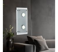 Applique murale Lampe de couloir Lampe de salon Lampe de chambre à coucher, 2 flammes, verre chrome clair, 2x LED 3W 240Lm 3000K, LxLxH 20x34x8cm