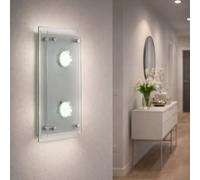 Applique murale Lampe de couloir Lampe de salon Lampe de chambre à coucher, 2 flammes, verre chrome clair, 2x LED 3W 240Lm 3000K, LxLxH 20x34x8cm