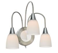 Applique murale 3 flammes Applique en verre opale LED lampe de salon, 3x5 watts 3x 420lm blanc chaud, H 31,5 cm,Wofi 4453.03.54.0000