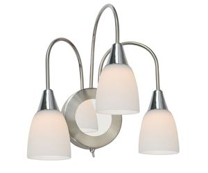 Applique murale 3 flammes Applique en verre opale LED lampe de salon, 3x5 watts 3x 420lm blanc chaud, H 31,5 cm,Wofi 4453.03.54.0000