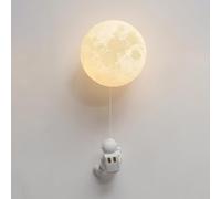 Applique Murale 3D représentant Un Astronaute sur la Lune - Veilleuse créative pour Chambre d'enfant, luminaire décoratif avec Douille G9, Design Lunaire Unique