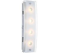 Applique murale 4 flammes chromée, lampe de salon, lampe de couloir, verre partiellement satiné, interrupteur, 4x LED 5W 200Lm blanc chaud, LxlxH 33x9x6,5 cm