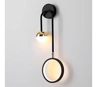 Applique Murale à 2 lumières, LED 13 W, Noire, à intensité Variable, Design Moderne, Circulaire, pour Chambre à Coucher, Salon, Porche, Couloir, Bureau, Gauche