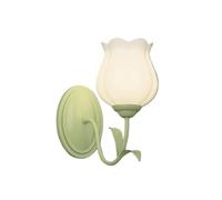 Applique murale à 2 lumières pour salle de bain, tulipe, verre de lait, fleur, double lampe, lampe de vanité sur miroir, lampe murale nordique moderne verte florale pour chambre de fille, chevet, coul