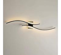 Applique Murale à Bande métallique Noire, Applique Murale linéaire de 60 cm de Long, Lampe de Chevet Ultra-Fine, éclairage géométrique à 360°, Appliques murales LED Modernes pour Chambre et coulo