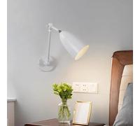Applique murale à bras long et orientable, style moderne loft industriel, noir blanc, ampoule LED GU10 chaud 3000K(White with arm)