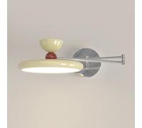 Applique murale à bras oscillant Appliques murales chromées avec abat-jour rond jaune crème, luminaires muraux câblés, chevet de chambre à coucher, lecture de maison, salon, couloir de maison, salle à