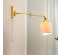 Applique Murale à Bras pivotant du Milieu du siècle avec Verre Blanc Laiteux et Lampe de Lecture Murale avec chaîne de Traction, Lampe Murale de Ferme Antique pour Chambre à Coucher, Chevet, salo