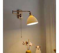 Applique Murale à Bras pivotant du Milieu du siècle avec Verre Blanc Laiteux, Lampe de Lecture Murale avec Tirette, Lampe Murale de Ferme en Porte-à-Faux pour Chambre à Coucher, Chevet, Salon, tê
