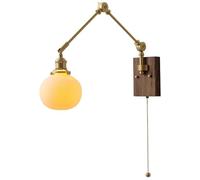 Applique Murale à Bras pivotant en Verre Blanc Laiteux, luminaire de Lecture Mural du Milieu du siècle avec Interrupteur à Tirette, Lampe Murale à Bras pivotant câblée pour Chambre à Coucher, Che