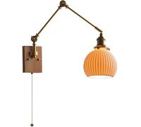 Applique Murale à Bras pivotant en Verre Blanc Laiteux, luminaire de Lecture Mural du Milieu du siècle avec Interrupteur à Tirette, Lampe Murale à Bras pivotant câblée pour Chambre à Coucher, Che
