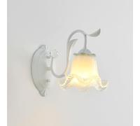 Applique murale à fleurs en verre de lait Double 2 lumières pour salle de bain, vanité, luminaires muraux avec verre nervuré blanc, lampe murale moderne nordique verte pour chambre à coucher, chevet,