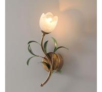Applique Murale À Fleurs en Verre Floral, Luminaires Muraux De Cuisine Dorés Vintage sur Évier, Lampe Vanité Salle Bains Fixation Double, Ferme Antique(Right)