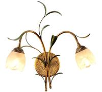 Applique Murale À Fleurs en Verre Floral, Luminaires Muraux De Cuisine Dorés Vintage sur Évier, Lampe Vanité Salle Bains Fixation Double, Ferme Antique(Double Lights)