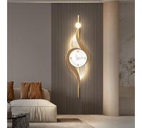 Applique Murale À Grille, Horloge Murale Moderne 3D avec Lumière LED, pour La Décoration du Salon, Tableau Décoratif De Luxe(Brown,42 * 150cm/16.5 * 59in)