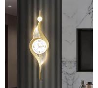 Applique Murale À Grille, Horloge Murale Moderne 3D avec Lumière LED, pour La Décoration du Salon, Tableau Décoratif De Luxe(Yellow,42 * 150cm/16.5 * 59in)