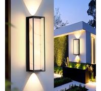 Applique Murale À LED, Applique Murale Extérieure Moderne, Lampe De Porche Étanche Avec Abat-jour En Résine Et Marbre, Luminaire D'extérieur 18 W 3000 K, Support Mural Pour Porte D'entrée De Maison