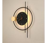Applique murale à LED du milieu du siècle, applique murale postmoderne créative dorée noire avec abat-jour d'horloge, luminaires de vanité d'intérieur, applique murale de salle de bain à 1 lumière ( C