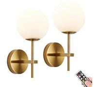 Applique Murale à Piles, Style Moderne du Milieu du siècle, Globe en Verre Blanc, Lampe sans Fil en Laiton pour Chambre et Salon, éclairage de décoration d'intérieur élégant et stylé