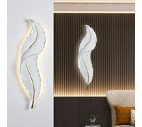 Applique Murale à Plumes, Lampe à Plumes, Applique LED Moderne, Plumes Blanches élégantes, pour Chambre à Coucher, Couloir, 3 Modes de Couleur