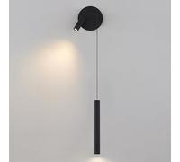 Applique murale à tube long, applique murale LED moderne avec petit spot rotatif réglable, lampes de lecture de chevet noires, appliques murales à flûte en métal pour chambre à coucher, couloir, salon