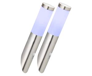 Applique murale, acier inoxydable, torche murale, applique murale d'extérieur, détecteur de mouvement, App commande vocale, minuterie 1x LED RGB 10W 806Lm 2700-6400K, DxH 7,6x40cm, lot de 2