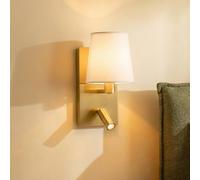 Lindby Applique murale, applique murale intérieure Aiden (moderne) en doré/laiton en textile (1 ampoule E14) - Applique murale pour chambre à coucher, salon, salon