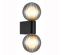 Applique murale alu noir Applique boules verre fumé satiné Applique salle de bain, alu, 2x G9 douilles, LxlxH 12x10x26,5 cm
