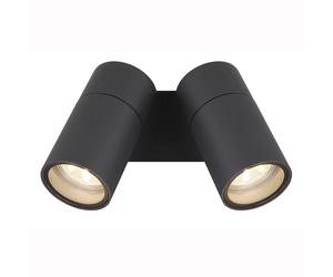 Applique murale Aluminium Applique de jardin Spot mural 2 flammes orientable, aluminium anthracite, 2x GU10 douilles, LxH 15x11,8 cm