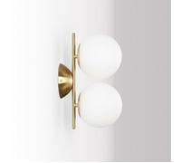 Applique murale “ANA”, double boule cristal Ø150 mm, métal doré, design élégant, douille E27×2.